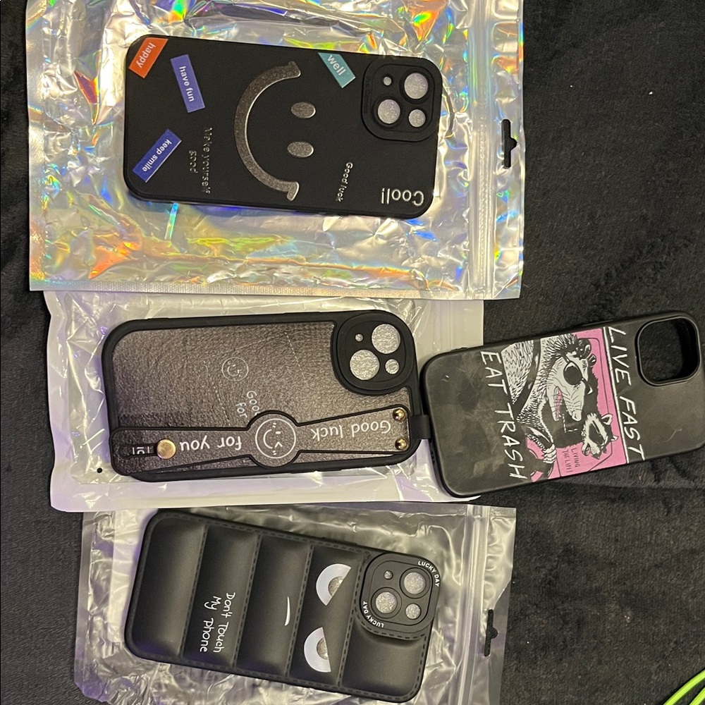 Black Phone Case with Smiley Design for  iPhone 13